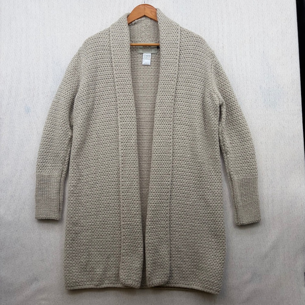 Aran Sweater Market Womens XL Virgin Wool Open Front Cardigan Made in Ireland